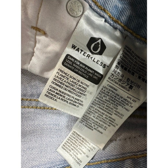 Levi 501 Distressed High Rise Button Fly Denim Jean Shorts Size 27 Pink Distress - Picture 3 of 6